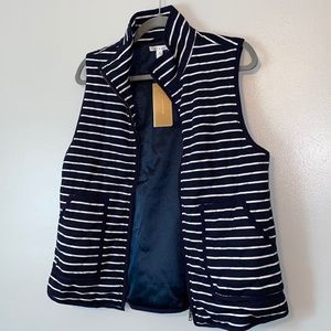 Navy blue and white striped vest